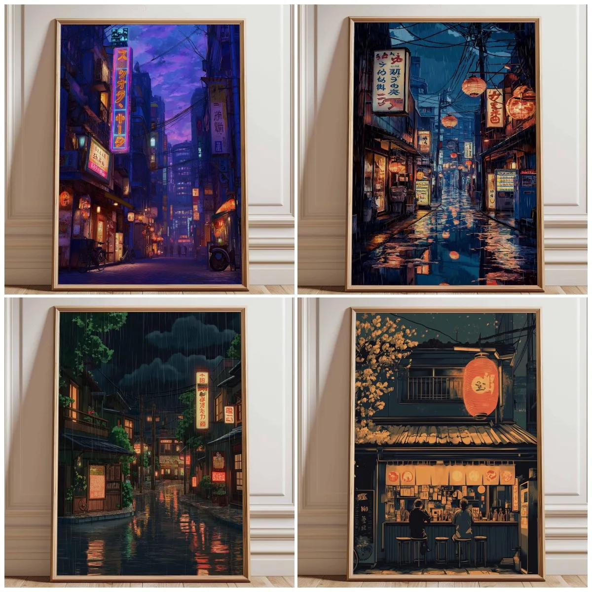 Japanese Lighting Decor - (프레임 없음) 네온 도쿄 스트리트 포스터