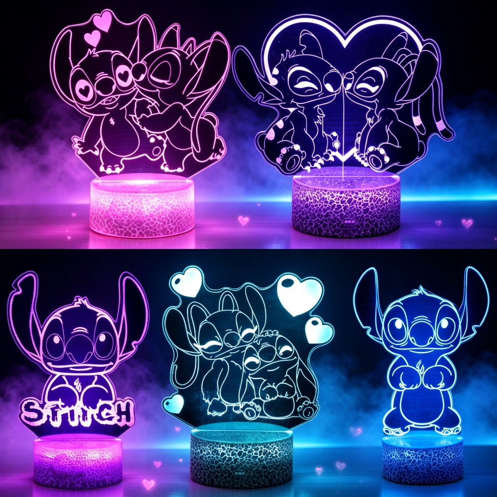 Lighting Decor For Diwali - 릴로 앤 스티치 3D LED 무드등,