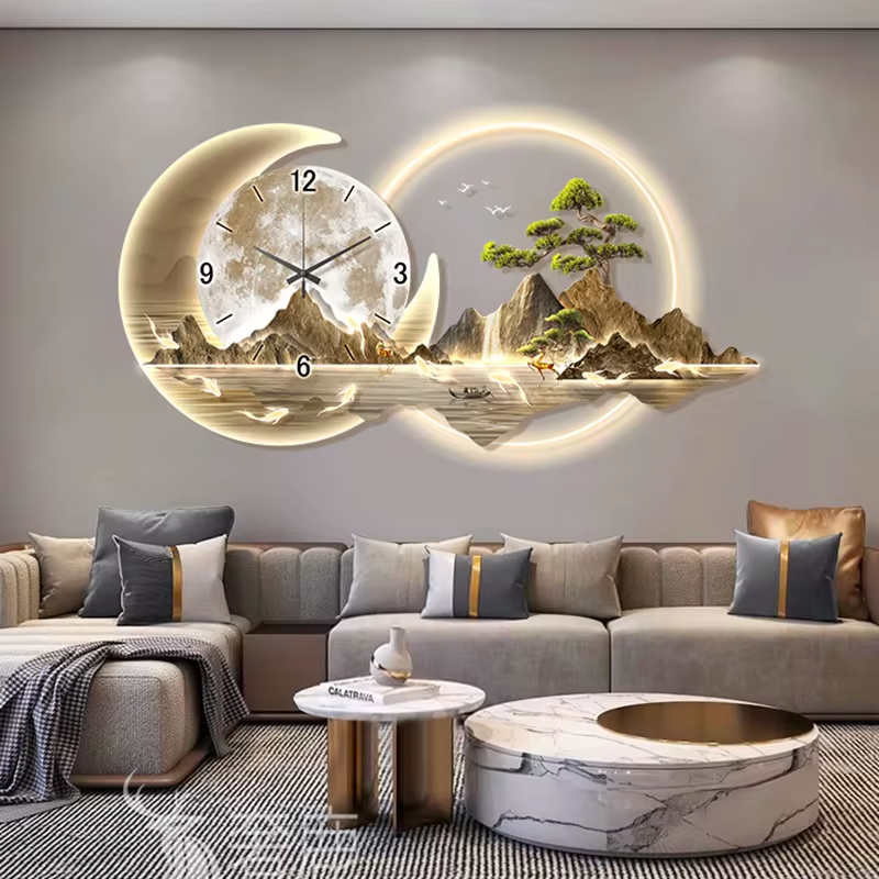 Lighting Home Decor Wall Clocks - 세련된 럭셔리 벽시계, 중국 스타일, 심플한
