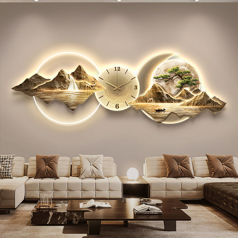 Lighting Home Decor Wall Clocks - 거실 벽시계 아트 벽화 고급 대형