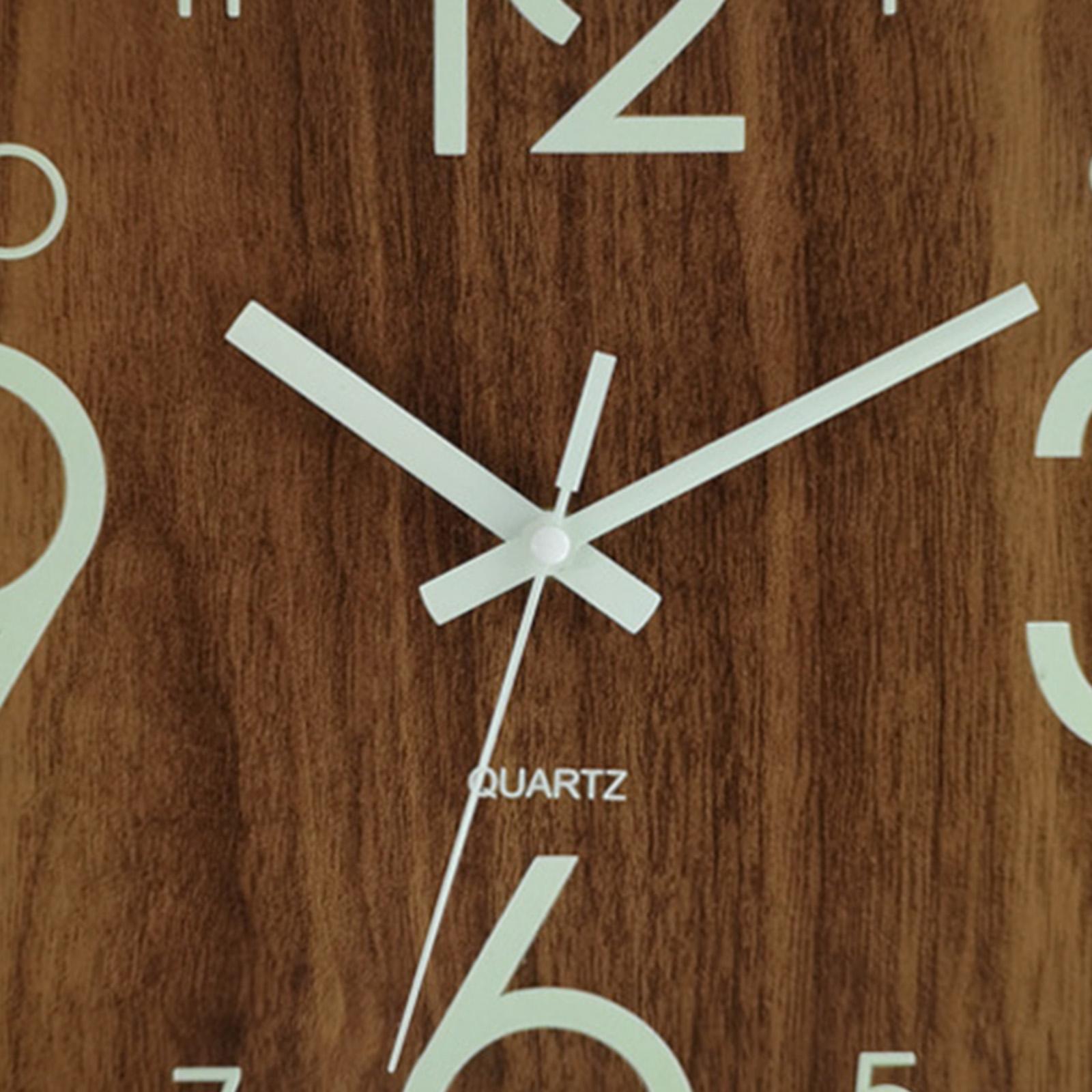 Lighting Home Decor Wall Clocks - 30cm 정사각형 벽시계, 야광 나무 장식,