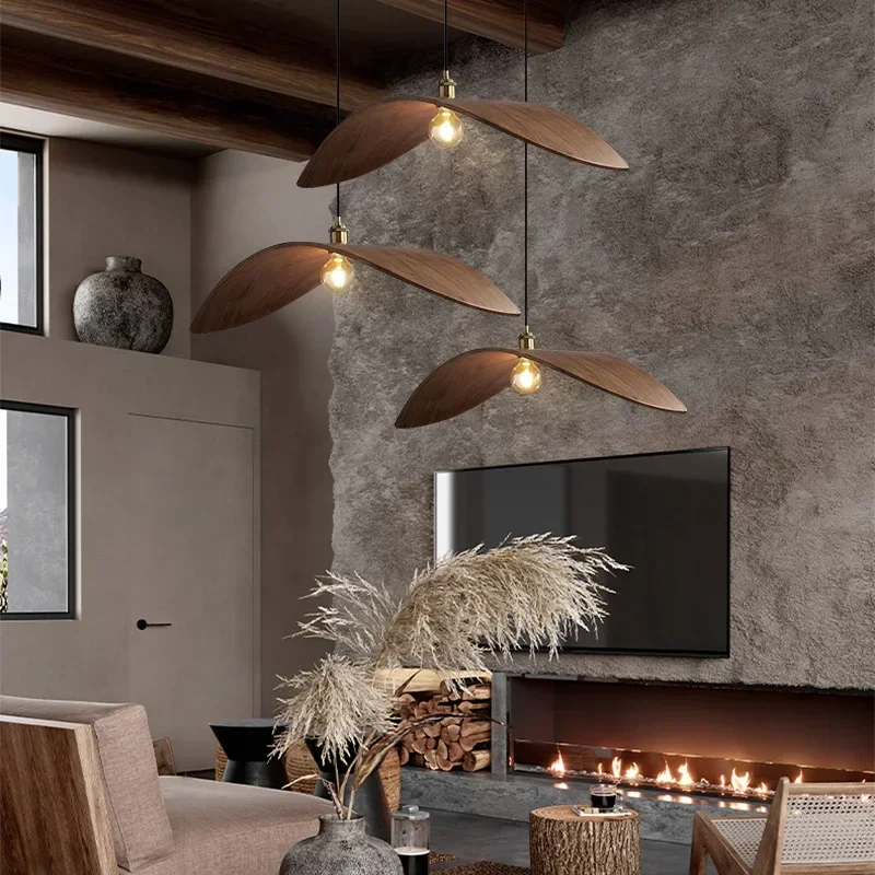 Japanese Lighting Decor - 모던 와비 사비 호두나무 샹들리에, 가정용