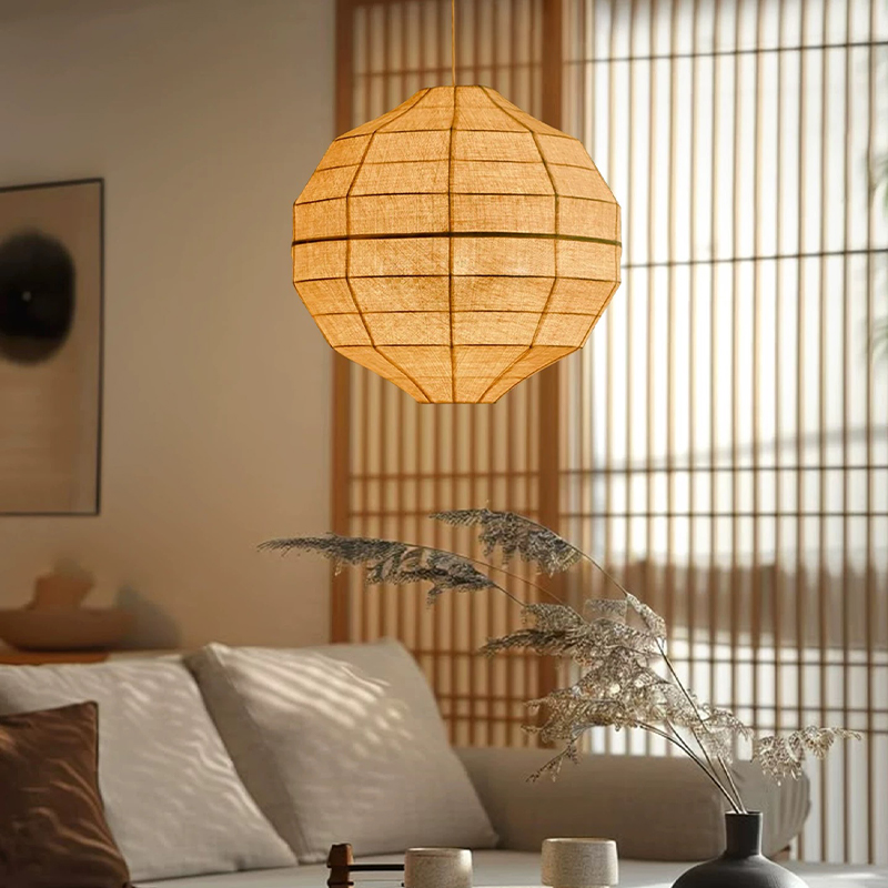 Japanese Lighting Decor - 일본 와비사비 패브릭 E27 펜던트 라이트