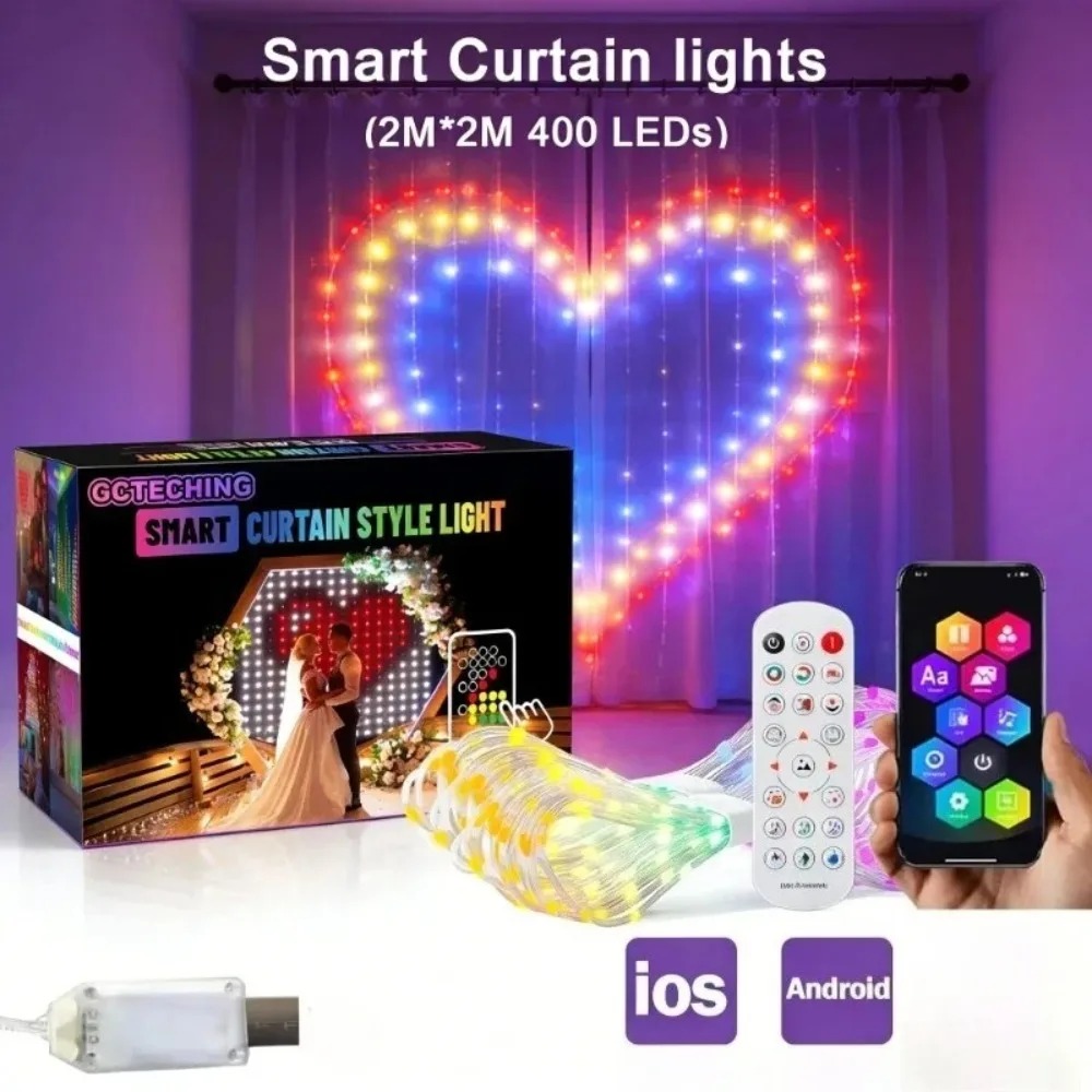 야외용 LED 픽셀 커튼 조명 블루투스 앱 스마트 RG - Garden Lighting Decor 리뷰 및 가격