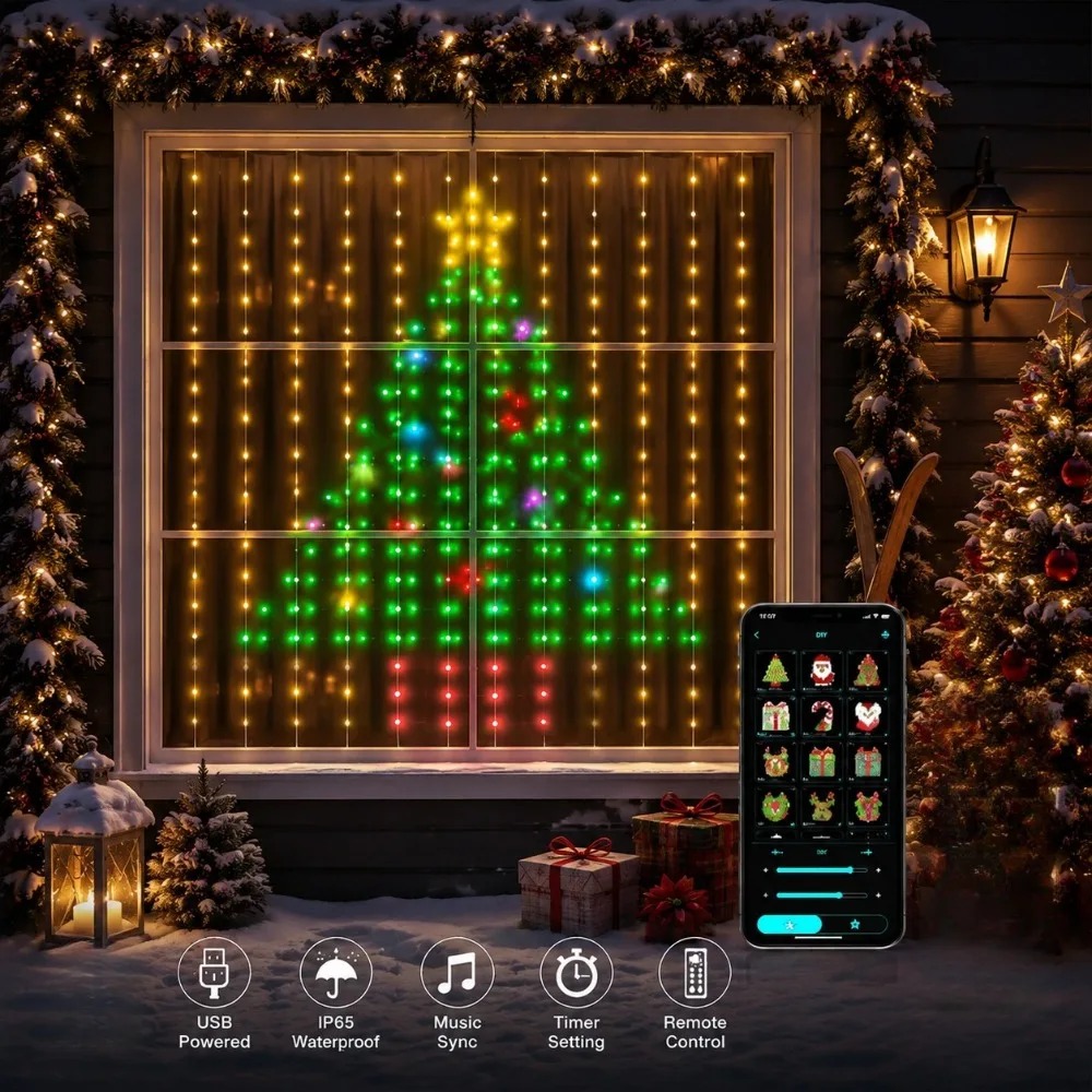 야외용 LED 픽셀 커튼 조명 블루투스 앱 스마트 RG - Garden Lighting Decor 리뷰 및 가격