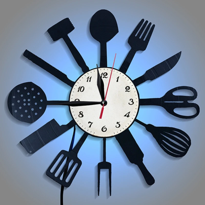 주방 장식 식기 비닐 레코드 벽시계, 홈 크리에이티브  - Lighting Home Decor Wall Clocks 리뷰 및 가격