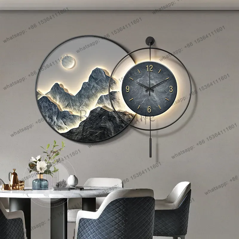 YJ 식탁 장식용 그림, 고급스러운 거실 벽걸이 시계, - Lighting Home Decor Wall Clocks 리뷰 및 가격