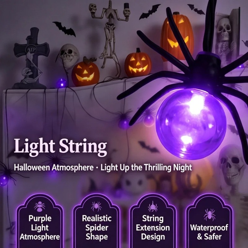 배터리로 작동하는 거미 모양 LED 스트링 조명, 마당 - Garden Lighting Decor 리뷰 및 가격
