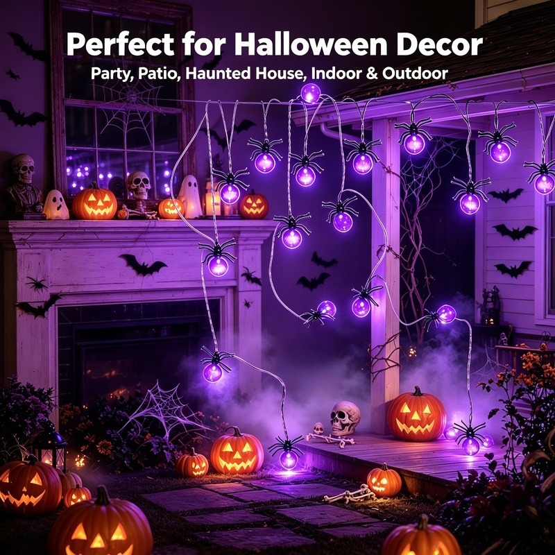 배터리로 작동하는 거미 모양 LED 스트링 조명, 마당 - Garden Lighting Decor 리뷰 및 가격
