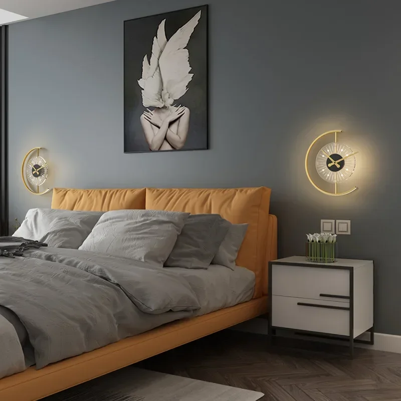 현대식 LED 벽시계 램프 침실 침대 옆 거실 식당 복 - Lighting Home Decor Wall Clocks 리뷰 및 가격