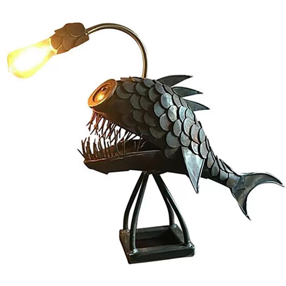빈티지 레트로 메탈 낚시꾼 물고기 플로어 램프 낚시 장 - Decor Lighting Floor Lamps 리뷰 및 가격