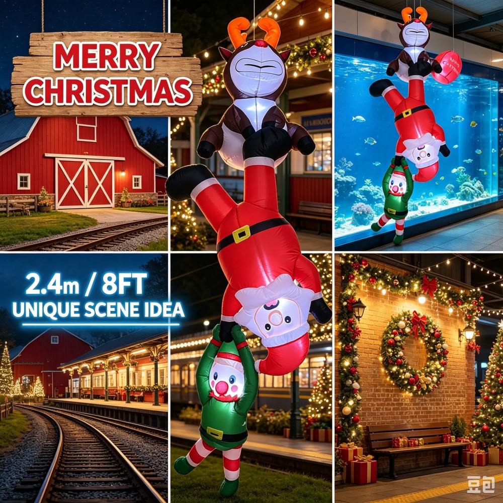 8피트 크기의 크리스마스 장식용 에어바운스 산타, 순록 - Santa'S Elves Holiday Lighting & Decor Llc 리뷰 및 가격