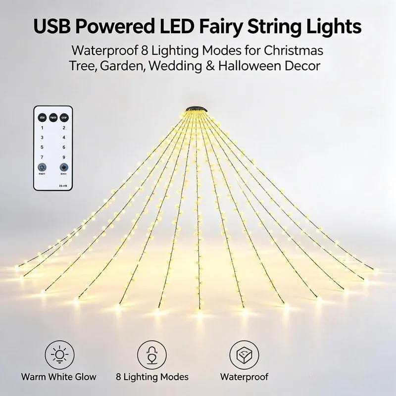 방수 USB LED 스트링 조명, 크리스마스 트리 웨딩 - Garden Lighting Decor 리뷰 및 가격