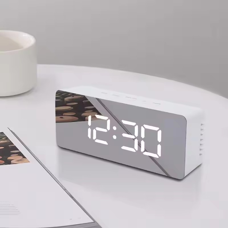 1개 화이트 디지털 시계 LED 미러 테이블 시계 스누 - Lighting Home Decor Wall Clocks 리뷰 및 가격