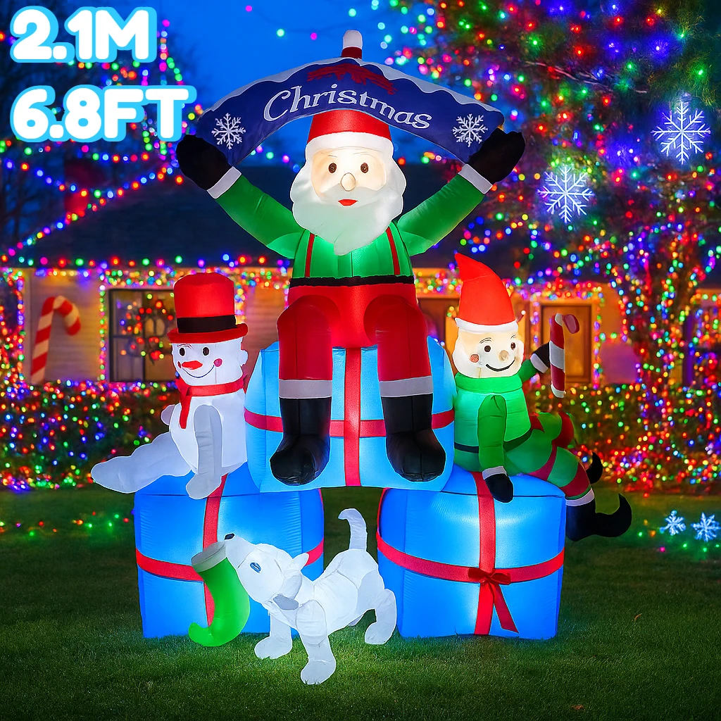 2.1M/6.8FT 산타 눈사람 엘프 개 인플레이터블  - Santa'S Elves Holiday Lighting & Decor Llc 리뷰 및 가격