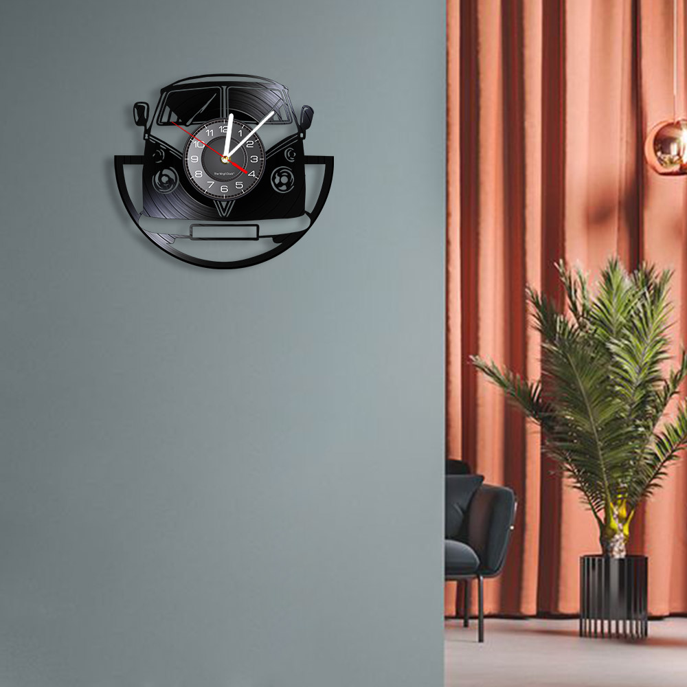 미니버스 빈티지 비닐 레코드 벽시계 밴 차량 여행용 자 - Lighting Home Decor Wall Clocks 리뷰 및 가격